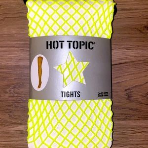 Brand new neon yellow fishnet tights